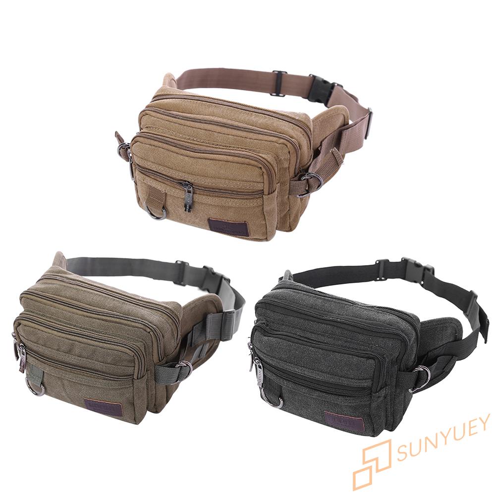 Ví canvas đeo hông nhiều ngăn phong cách vintage cho nam | BigBuy360 - bigbuy360.vn