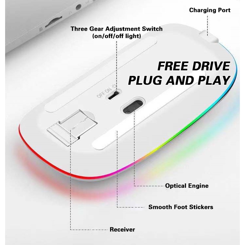 Chuột Quang Không Dây 2.4Ghz Với ĐầU CắM usb Và ĐèN led Cho Laptop Notebook BM110