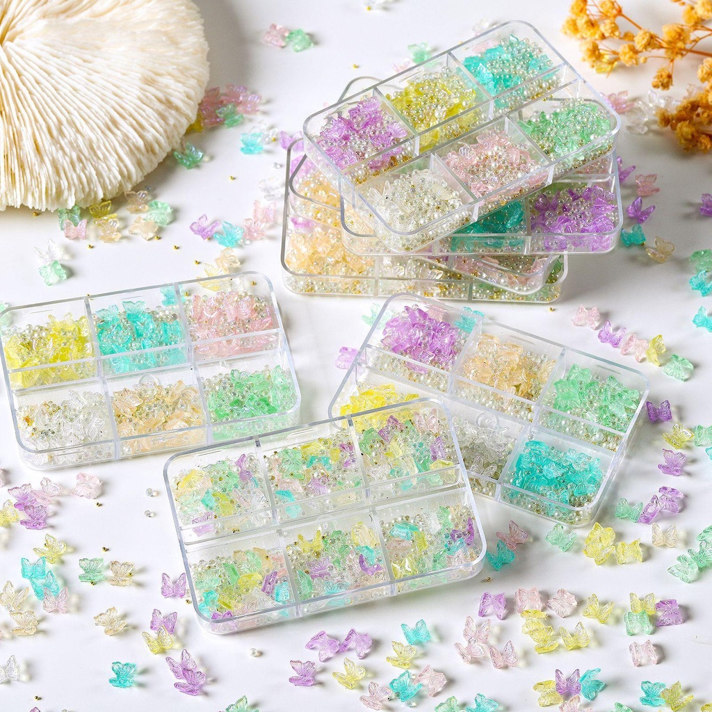 Phụ Kiện Trang Trí Móng Tay Hình Bướm Lấp Lánh DIY