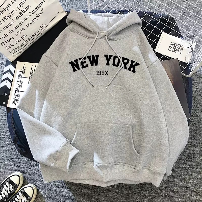 ÁO HOODIE NAM NỮ CHẤT LIỆU NỈ BÔNG MỀM MỊN SIZE TỪ 35-70kg GS28 NEWYORK