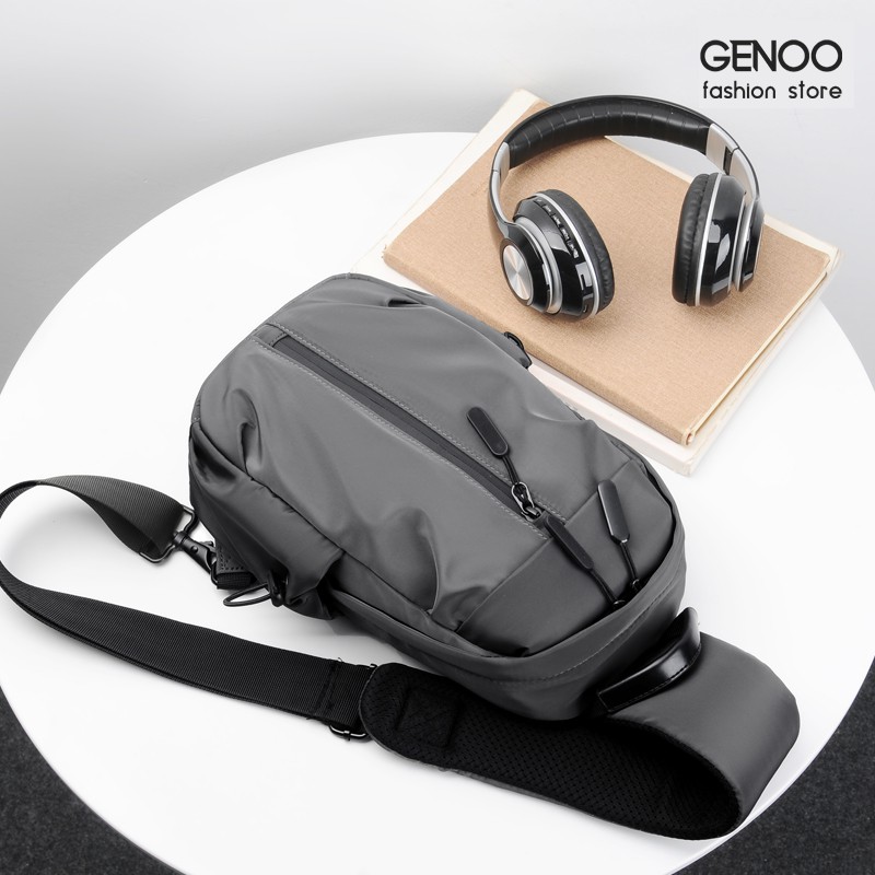 Túi Đeo Chéo Nam Nữ Basic Thể Thao Chống Nước GN004 Balo Một Quai Đeo Vai Bao Tử Vải Đen Mềm Mịn Cao Cấp GENBAG