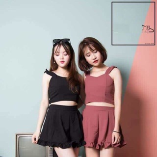 Set áo croptop kèm quần giả váy