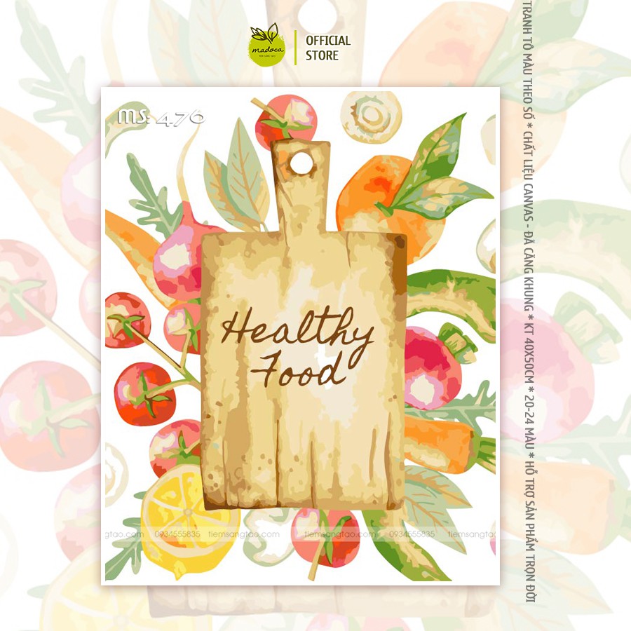 Tranh tô màu theo số healthy food T476