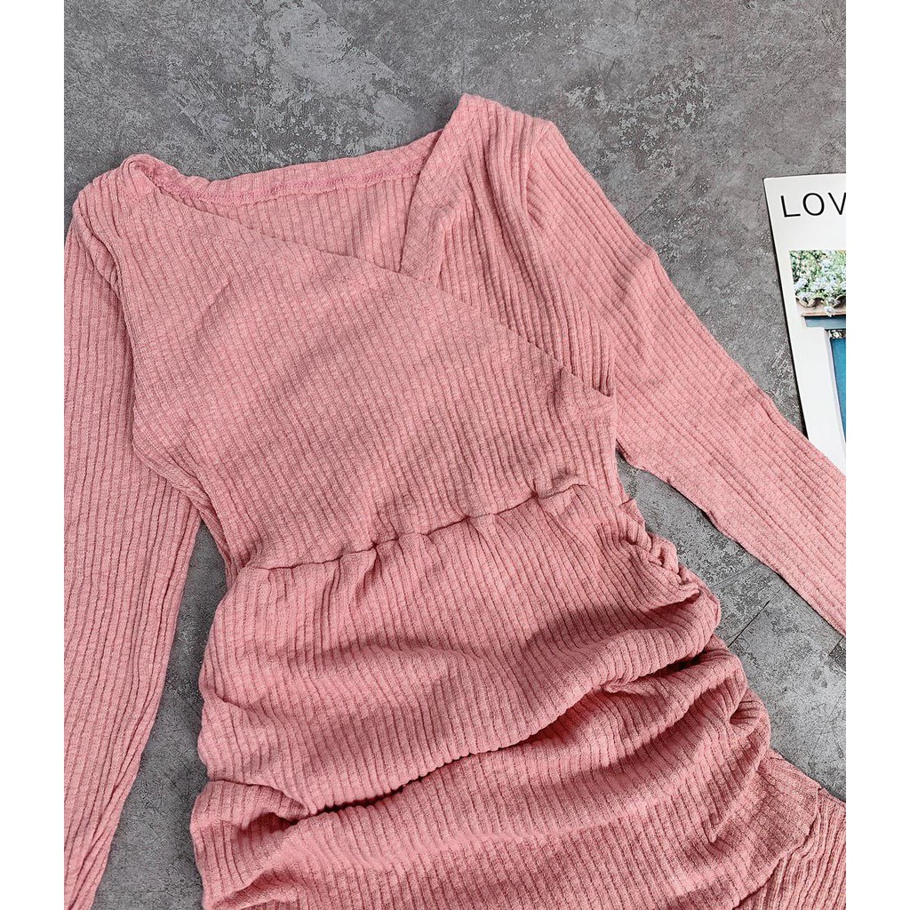 [Mã SKAMA06 giảm 8% tối đa 50K đơn 250K] Đầm hồng tay dài cổ đắp đuôi cá | BigBuy360 - bigbuy360.vn