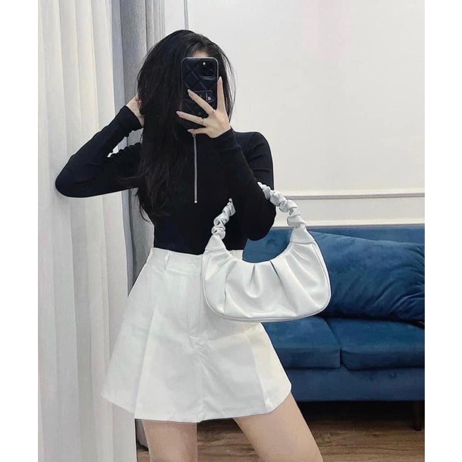 Quần giả chân váy chữ A chất liệu kaki cạp cao 1 cúc