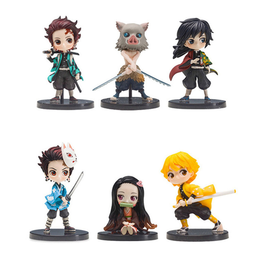 Set 6 mô hình nhân vật Anime Demon Slayer để bàn trang trí không gian