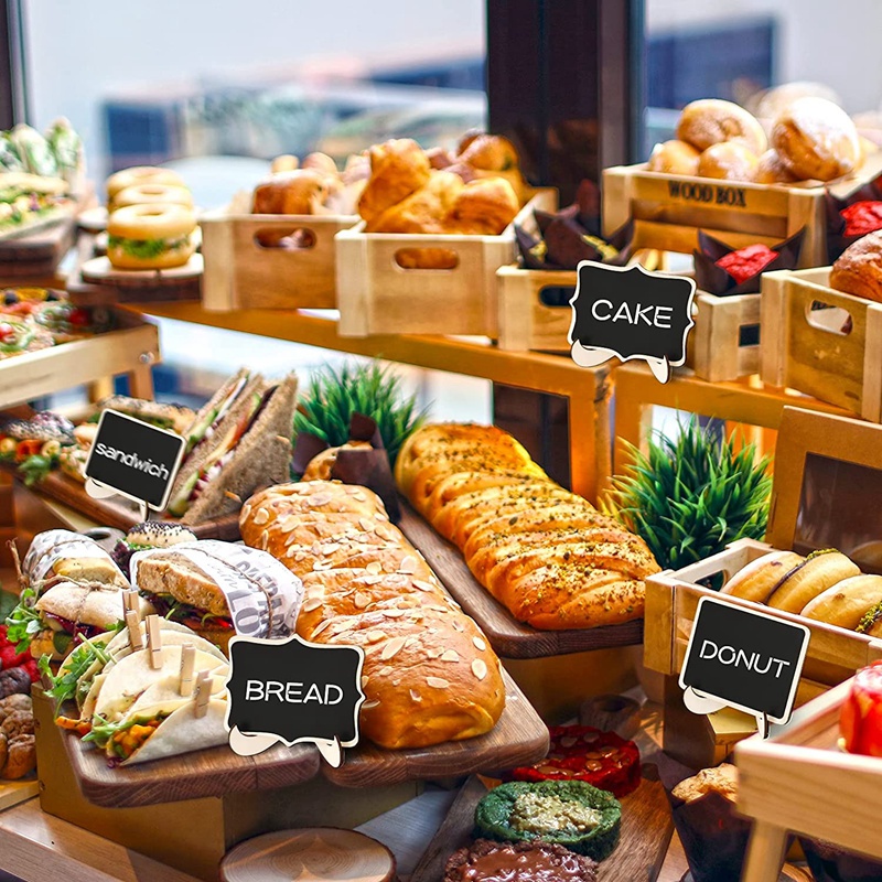 Bộ 20 Tấm Bảng Đen Viết Phấn Kèm Giá Đỡ Dành Cho Đánh Dấu Thức Ăn