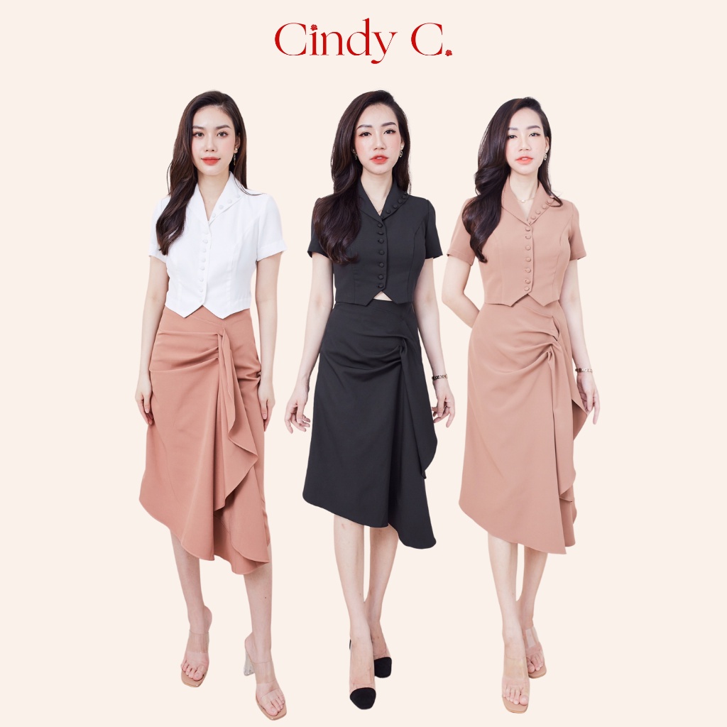 Set Áo sơ mi và chân váy Roger CINDY C tay ngắn chất liệu Tuytsi 642 / 654