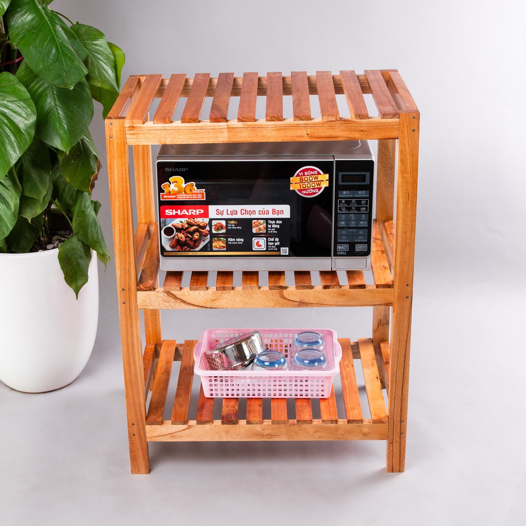 Kệ để lò vi sóng 4 tầng dài 60 cm x 114 cm gỗ tự nhiên | BigBuy360 - bigbuy360.vn