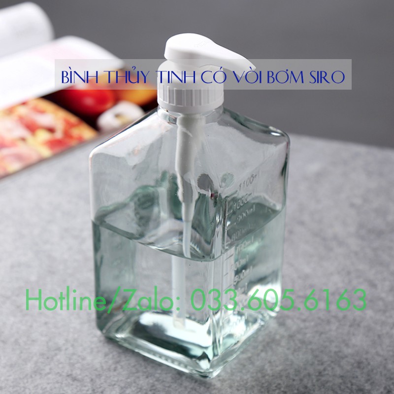 Bình thủy tinh có vòi bơm siro tối đa 10ml cho một lần bơm - Bình bơm siro nhựa 10ml