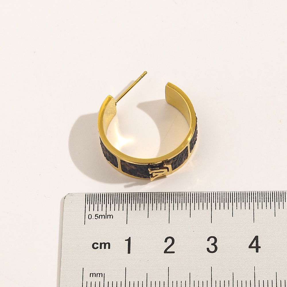 Khuyên Tai Dạng Hạt LV Bằng Thép Titan In Logo Chữ L-V Thời Trang Cho Nữ