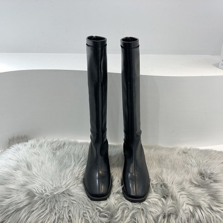 Giày bốt martin IELGY mũi vuông phối khóa kéo phía sau cá tính cho nữ