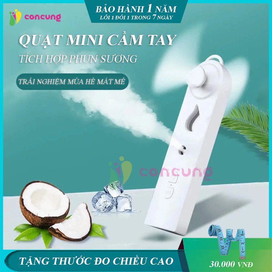 Quạt phun sương, quạt cầm tay mini tích hợp phun sương tích hợp pin sạc nhỏ gọn tạo mát tạo ẩm chống nóng hiệu quả