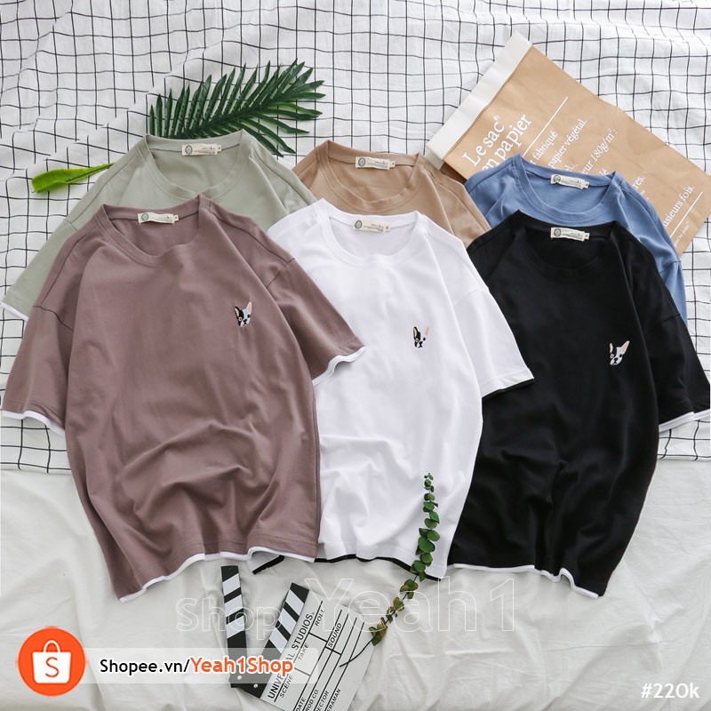 [Yeah1Shop]- Áo thun thêu đầu chó