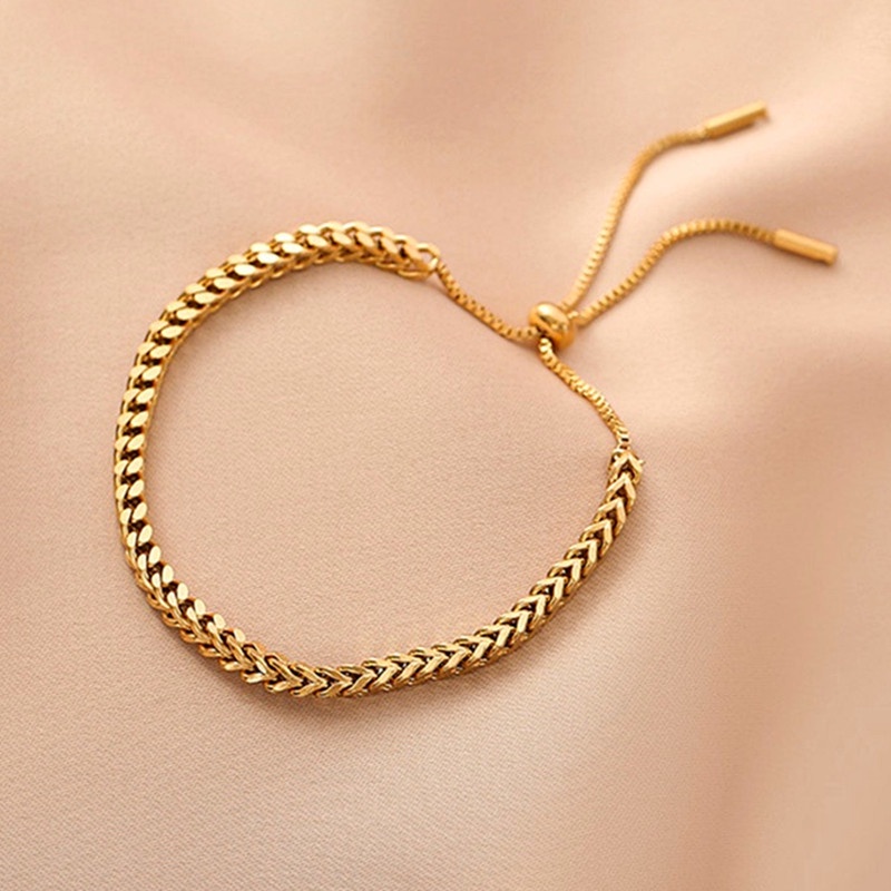 Vòng tay nữ titan dây rút mạ vàng 18K Phụ kiện thời trang Hàn Quốc