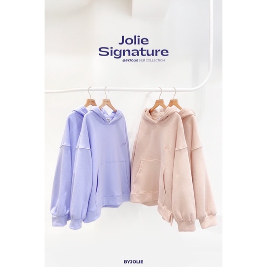 Áo hoodie nỉ bông dày dặn JOLIE SIGNATURE form suông xẻ tà