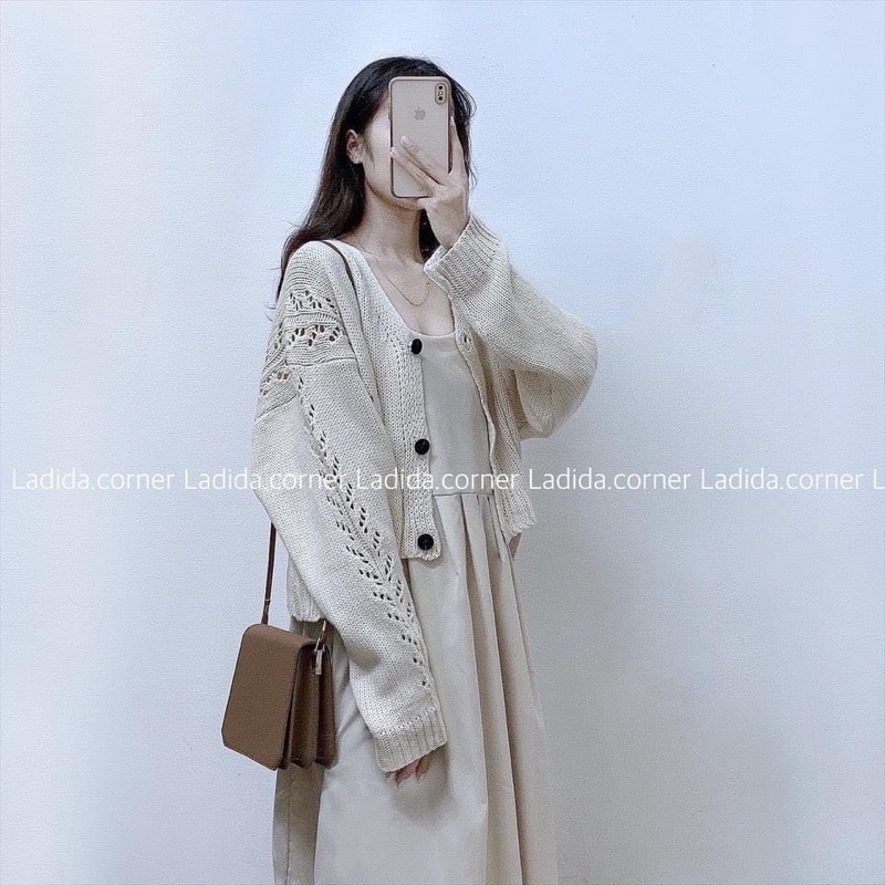 Set áo Cadigan len váy be ulzzang cách điệu ladida