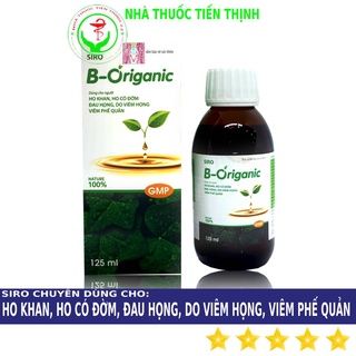 Siro ho B-Origanic dùng cho người ho khan, ho có đờm, đau họng do viêm họng viêm phế quản chai 125ml