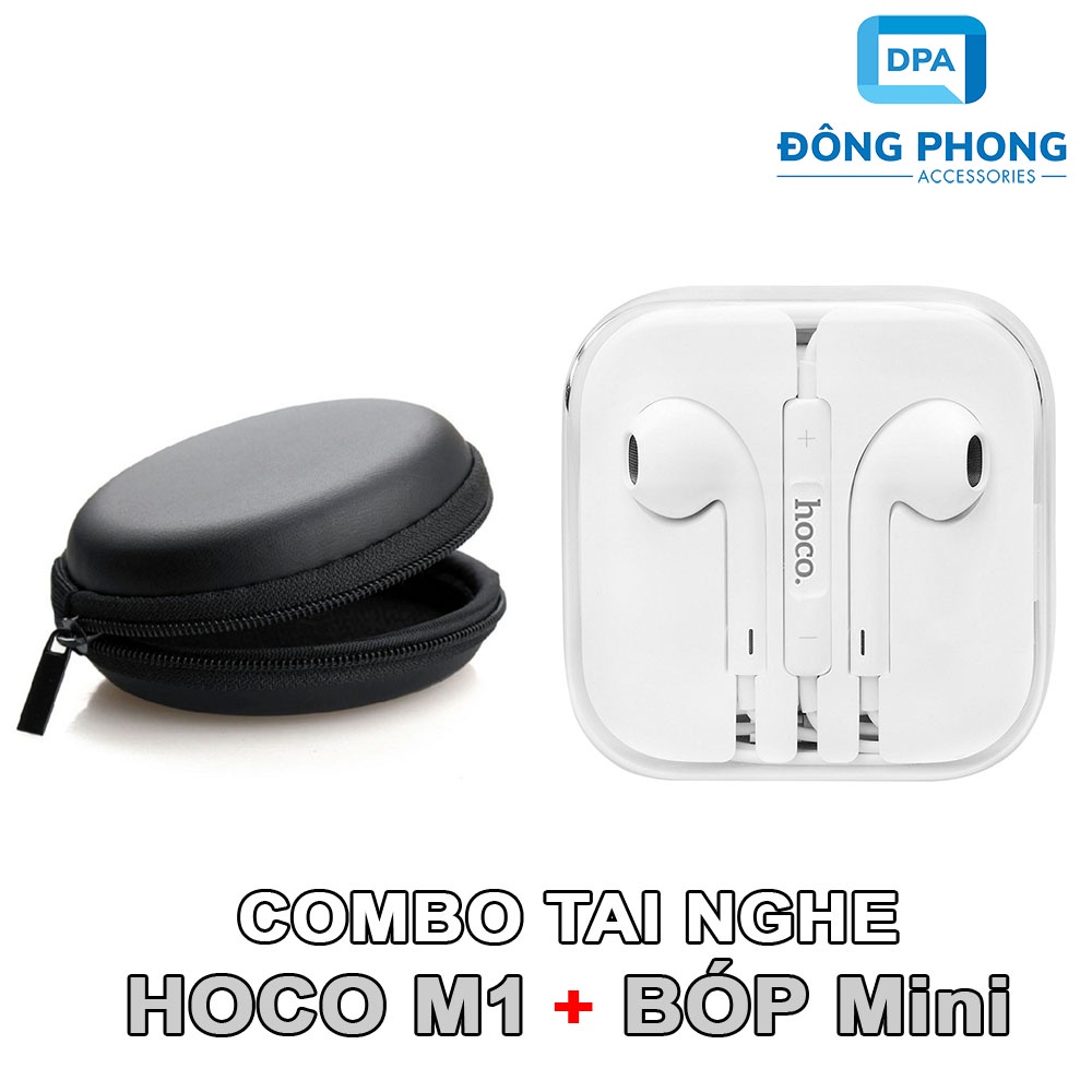 Combo Tai Nghe Hoco M1 Version 2 Chính Hãng Tặng Kèm Bóp Đựng