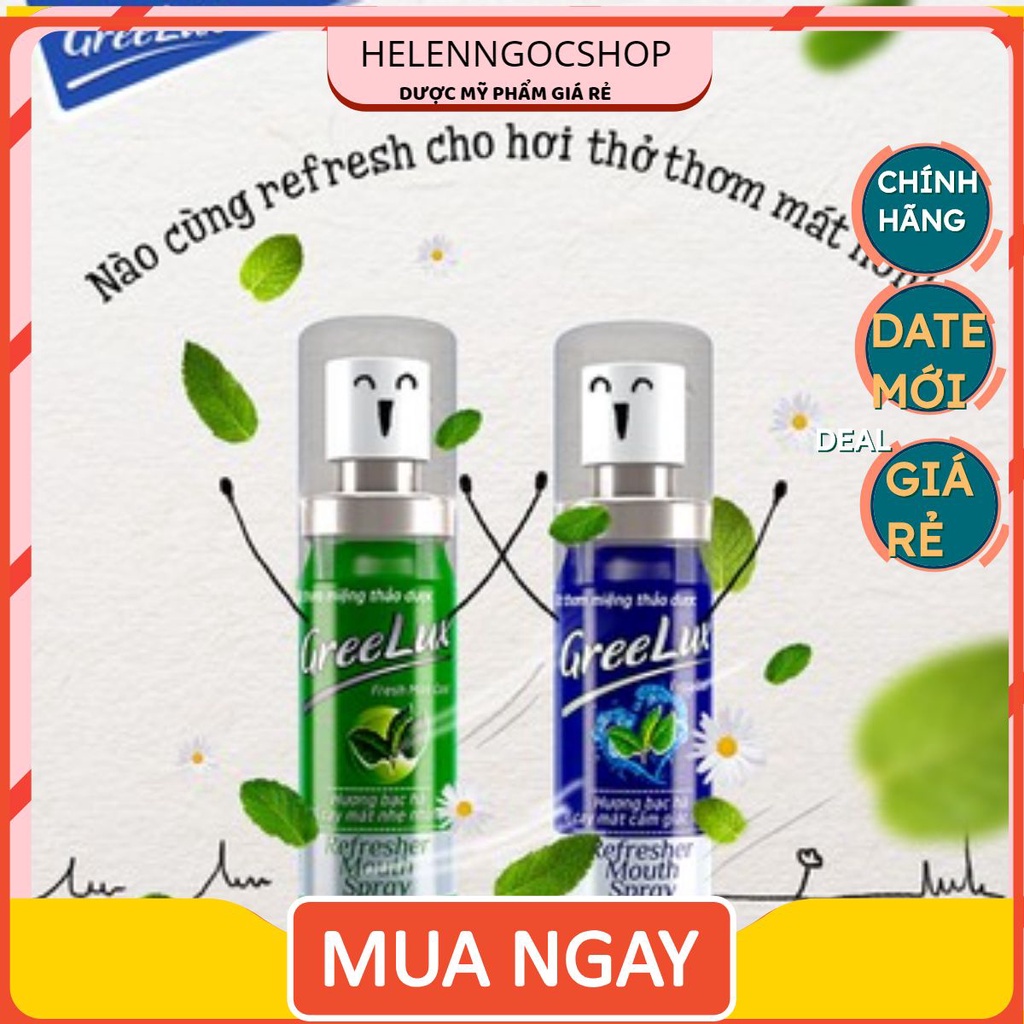 (CHÍNH HÃNG) Xịt thơm miệng greelux Extra Cool Thảo Dược 12ml, Xanh dương gia re vo dich