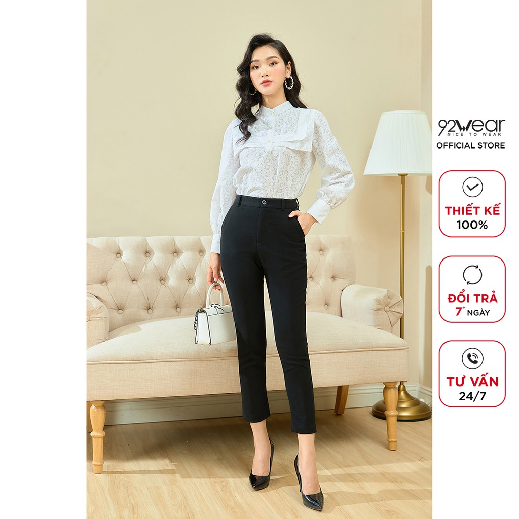 Quần tây nữ 92WEAR âu baggy công sở, thanh lịch, thoải mái QAA1602
