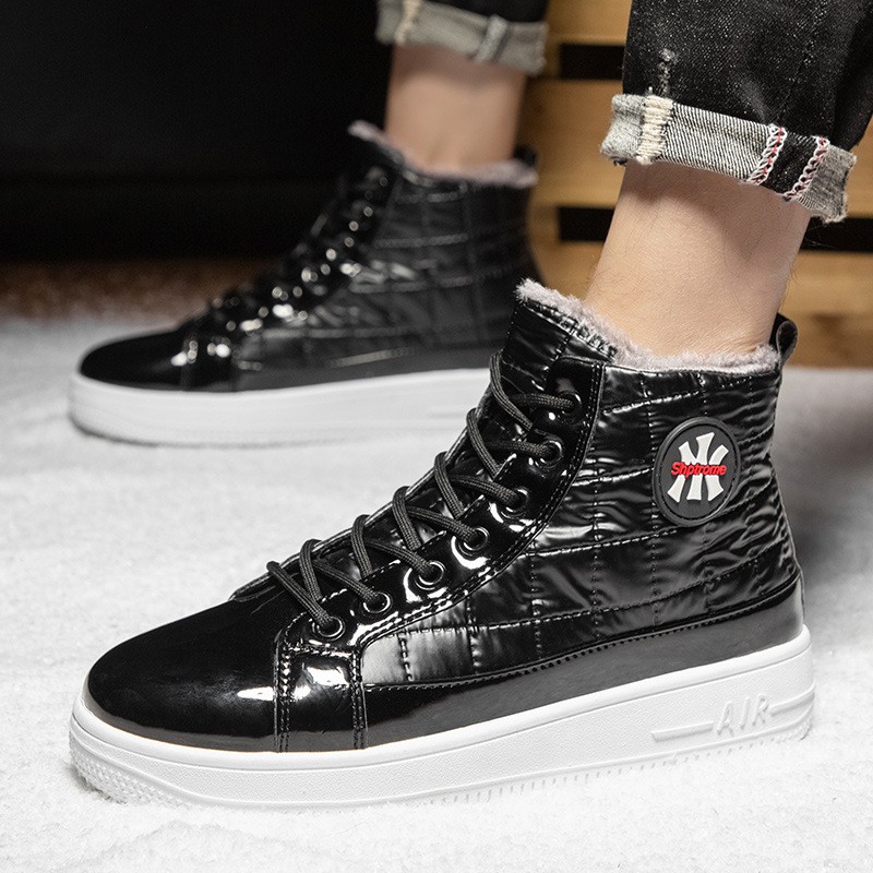 Giày Bốt Martin Cổ Cao Chất Liệu Da Cotton Phối Nhung Dày Giữ Ấm Mùa Đông Cho Nam 2021 | BigBuy360 - bigbuy360.vn