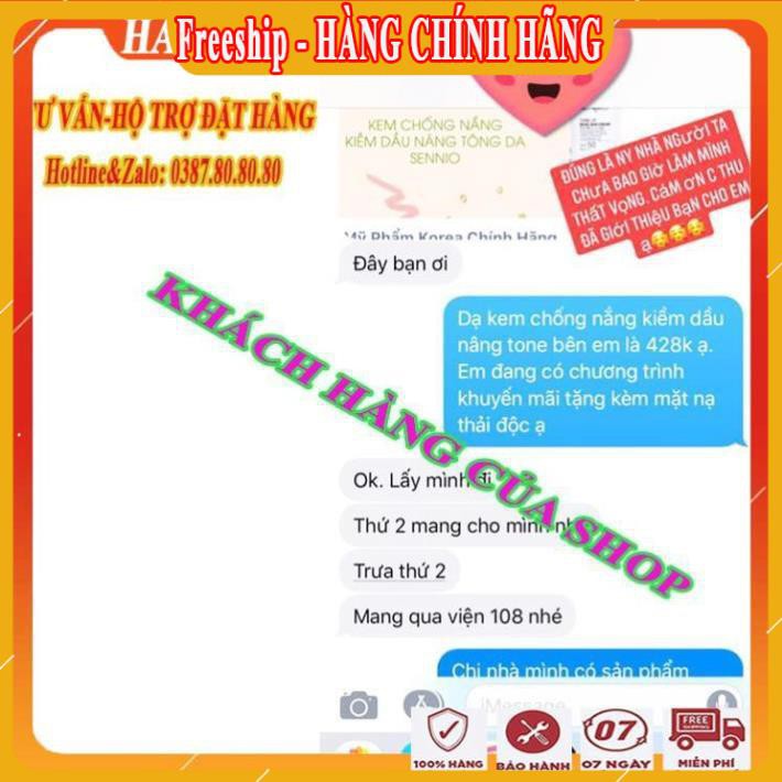 [FreeShip - HÀNG CHÍNH HÃNG] Kem chống nắng kiềm dầu nâng tông da sennio/ Kem chống nắng cho da dầu, da mụn cao cấp