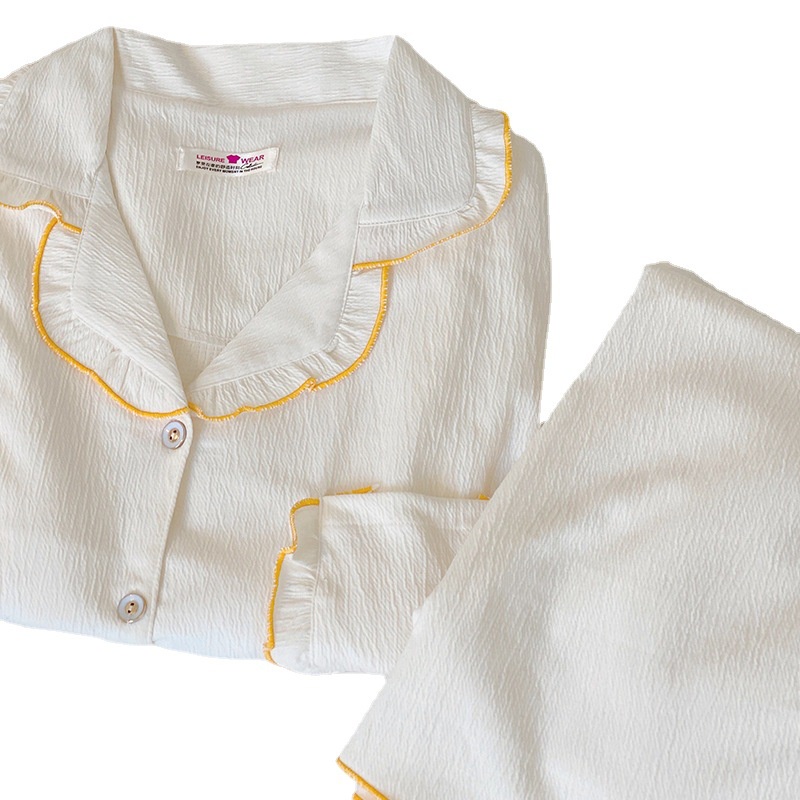 Đồ ngủ nữ pijama mặc nhà cao cấp áo dài quần dài chất vải thô hàn mềm mại  La108