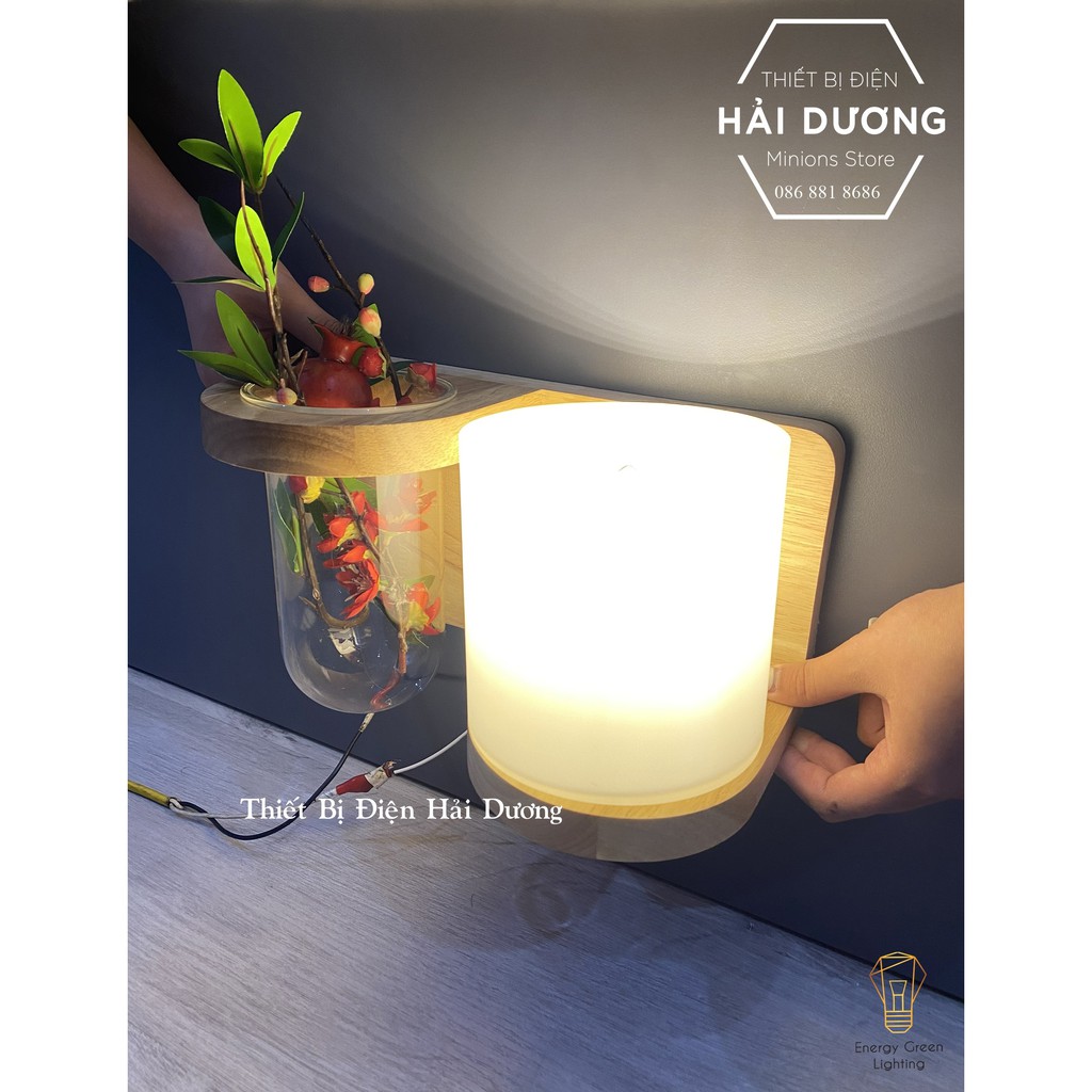 Đèn Tường Kệ Gỗ Chao Thủy Tinh Hiện Đại DT-2614 - Trang Trí Căn Phòng - Energy Green Lighting - Đã Bao Gồm Bóng LED 3W