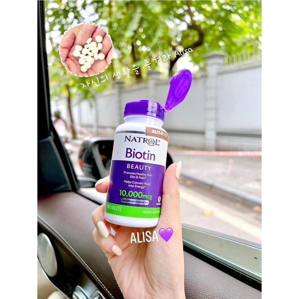 Viên Uống Mọc Tóc Biotin Natrol Mỹ 10000mcg-ALISA