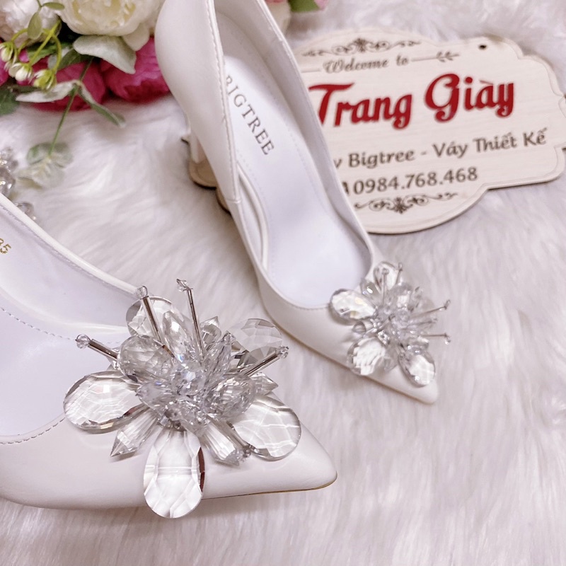 GIÀY CƯỚI ĐÍNH HOA ĐÁ PHA LÊ CAO CẤP