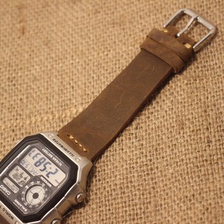 Dây da Casio Ae1200 - Da sáp ngựa Handmade (Tặng kèm khoá + cây thay dây )