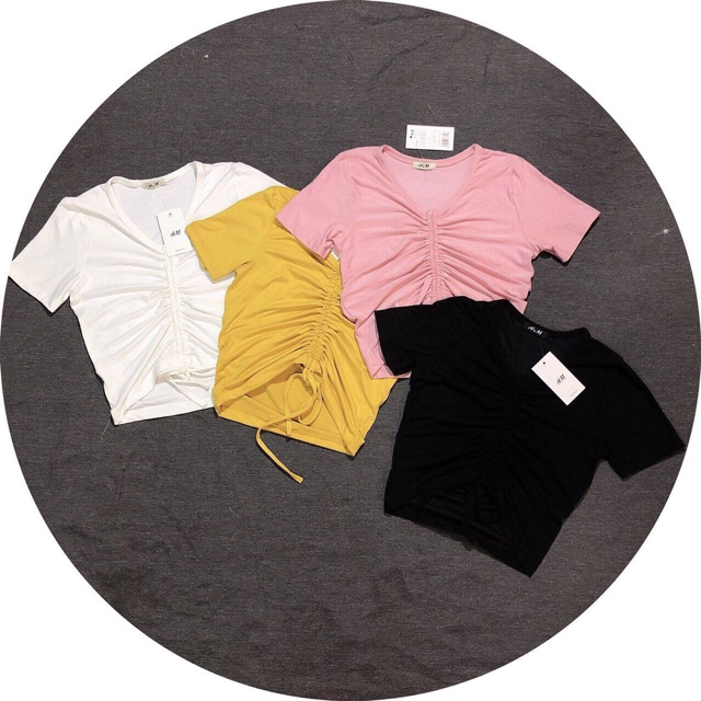 [Mã FAMAYWA giảm 10K đơn 50K] Áo dây rút ngực ngắn tay - THUN LỤA - FREESIZE DƯỚI 53KG - CAROTSHOP