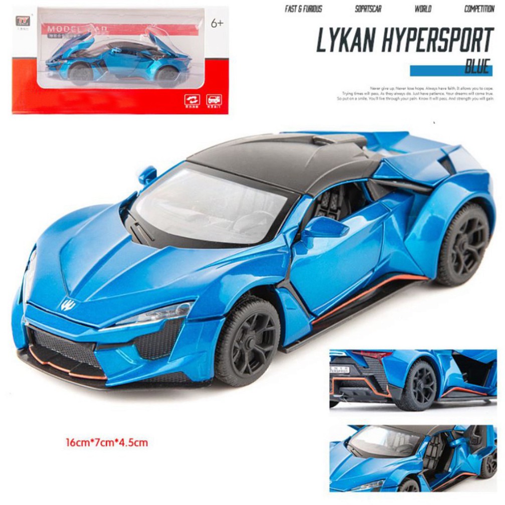 Mô hình siêu xe ô tô Lykan Hypersport tỉ lệ 1:32 Brand Skyhawk chất liệu kim loại cao cấp thiết kế tinh xảo