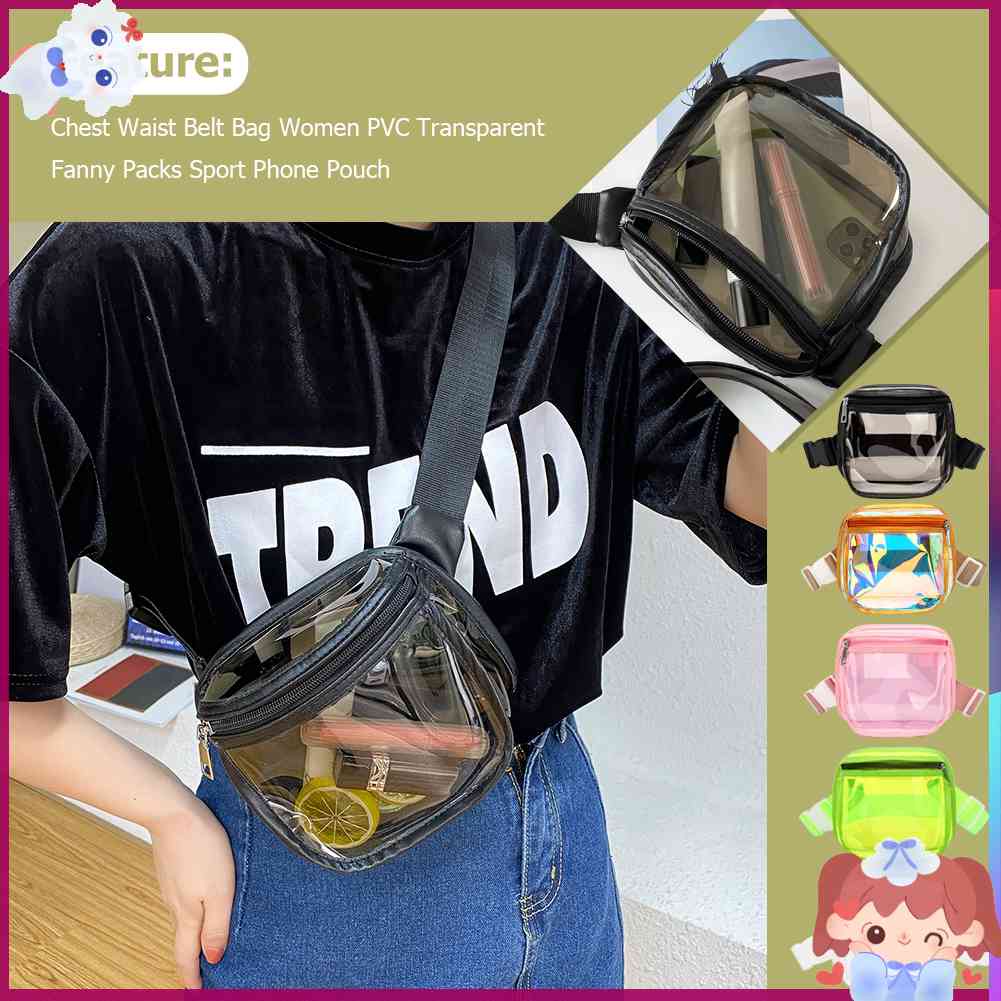 ✿Mars144✿Túi Đeo Hông / Ngực Bằng PVC Trong Suốt Phong Cách Thể Thao Thời Trang Cho Nữ✿