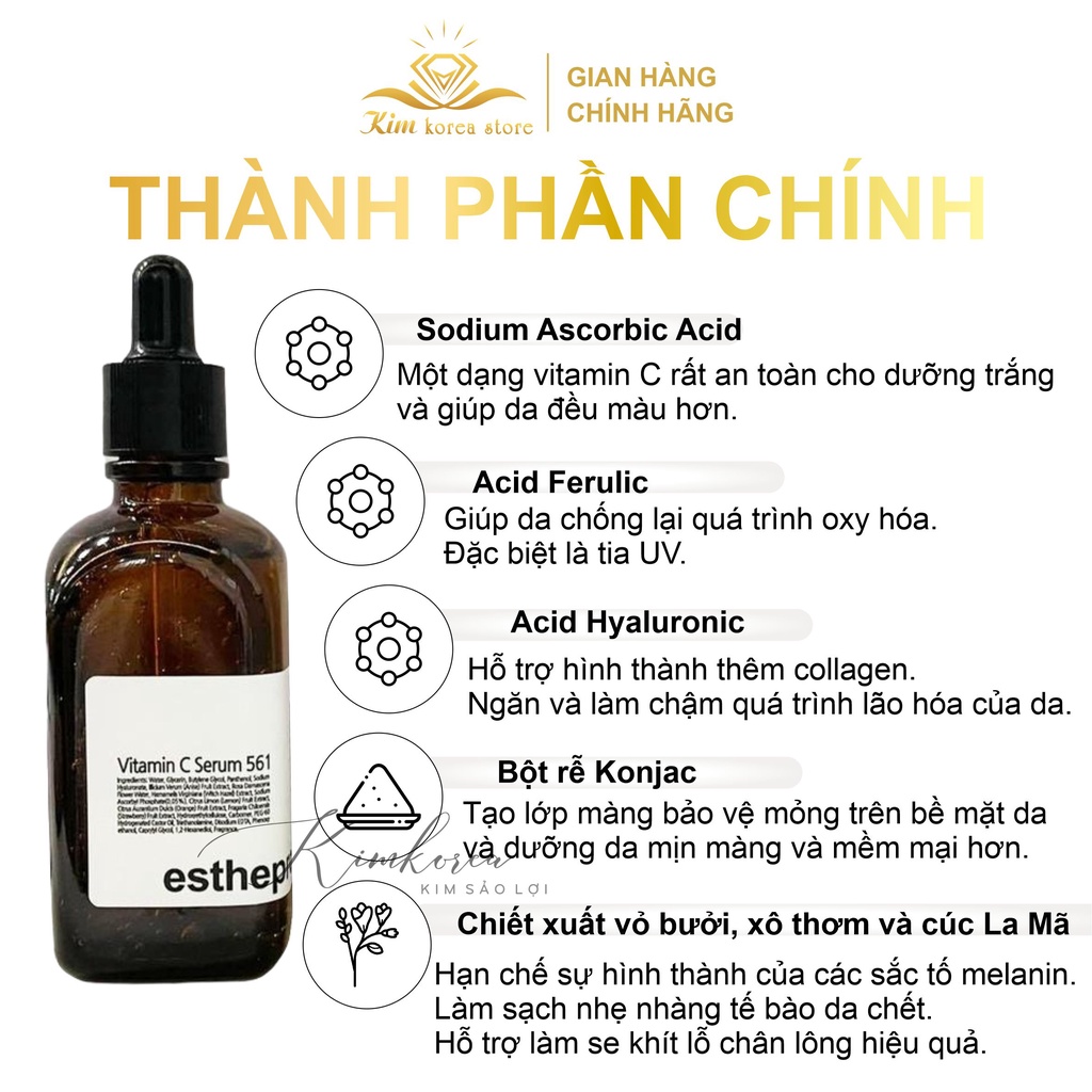 Serum Vitamin C Esthepro dưỡng trắng giảm thâm căng bóng mềm mịn da Esthemax vitamin C serum 561 mẫu mới