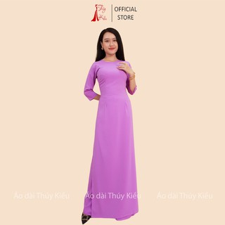 Áo dài Thúy Kiều áo dài trơn lụa Nhật màu tím cà K5