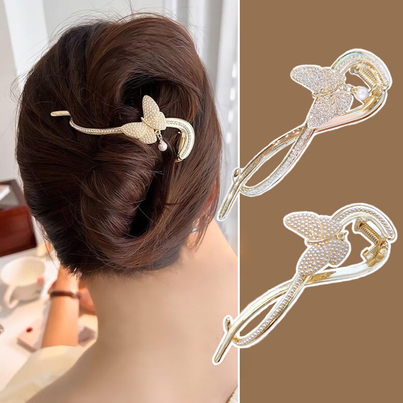 Kẹp Tóc Hình Bướm Đính Ngọc Trai Thời Trang Cho Nữ