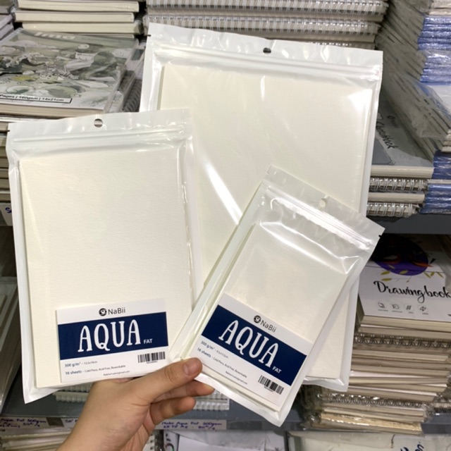 Giấy Vẽ Màu Nước Nabii Aqua Fat 300 Gsm - Túi Zip 16 tờ