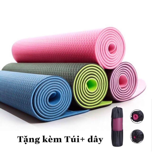 Thảm Tập Yoga [Tặng Kèm Túi] | Thảm Tập Gym TPE Siêu Bền 6mm Hàng Cao Cấp