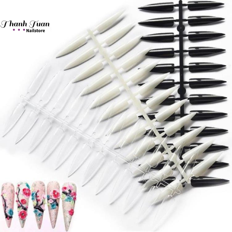 Móng sơn form nhọn tập vẽ 120 móng/10 thanh/1 túi- phụ kiện làm nail- vỉ móng nhọn tập vẽ  - Phụ kiện đồ nail