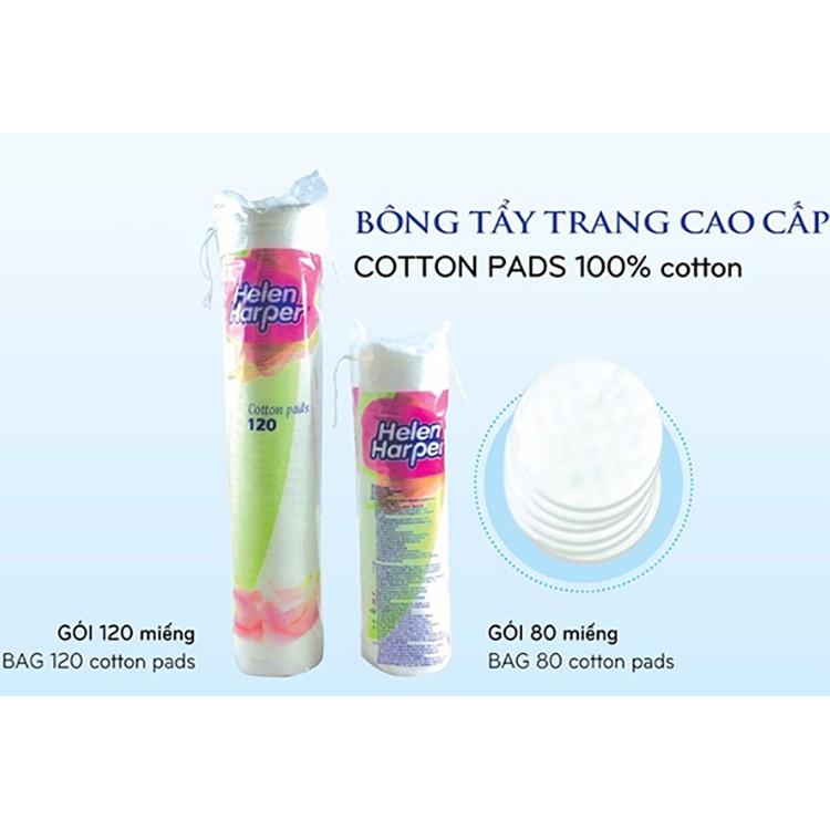 Combo bông tẩy trang Helen Harper (1 gói 80 miếng + 1 gói 120 miếng)