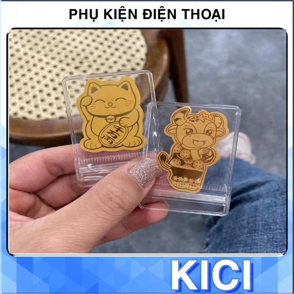 Miếng Dán Mèo Thần Tài và Trâu Vàng Hút Tài Lộc Dùng Ốp Điện Thoại Để Trong Ví - KICI SHOP