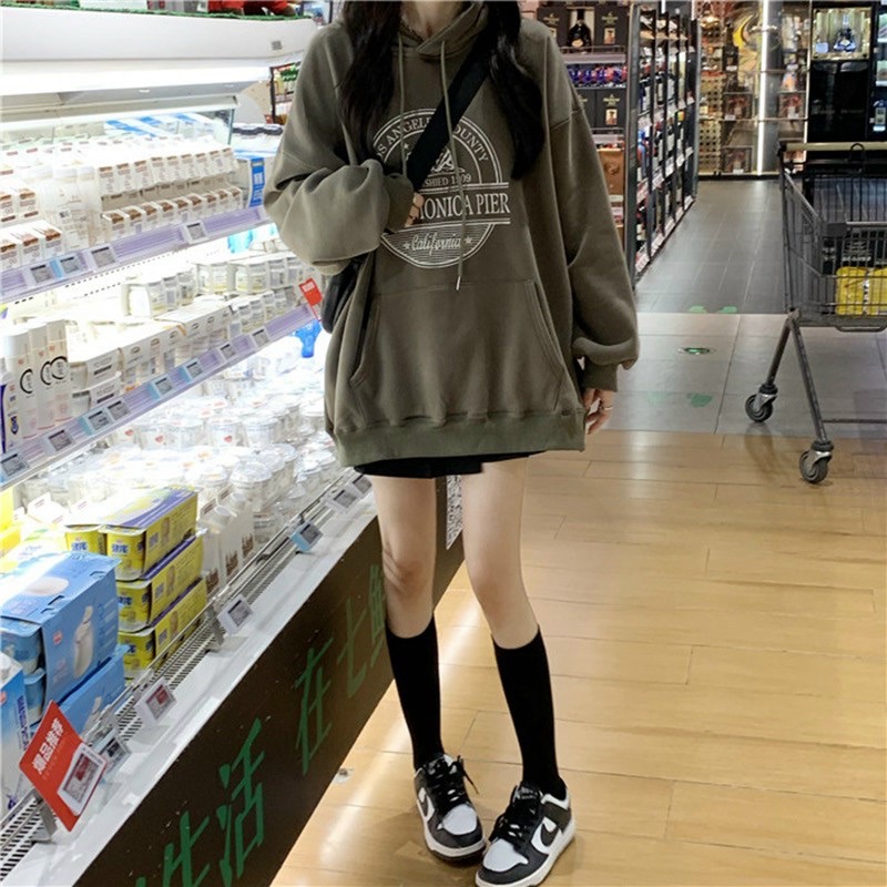 Áo Hoddie Nỉ Mũ 2 Lớp Pier Nữ 🎀 Áo Có Mũ from Rộng Hình dập nhiệt, hàng may kỹ nỉ dày dặn | BigBuy360 - bigbuy360.vn