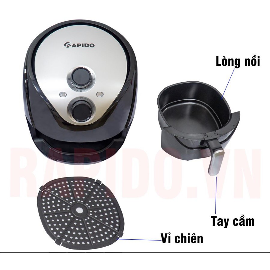 Nồi chiên không dầu Rapido RAF5.0M Dung tích 5L Công suất 1500W bảo hành 12 tháng