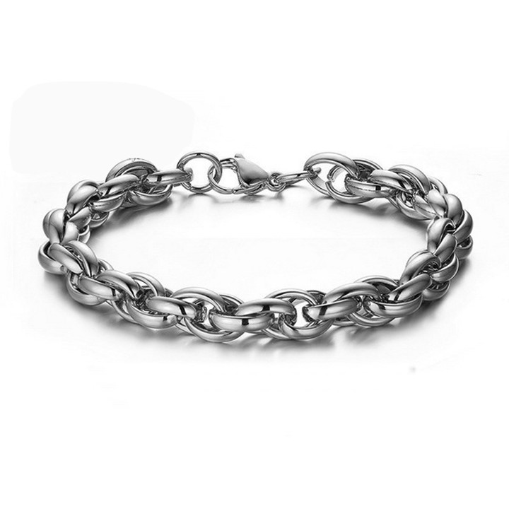 Lắc tay nam cá tính INOX không đen mắc xích to - LN117