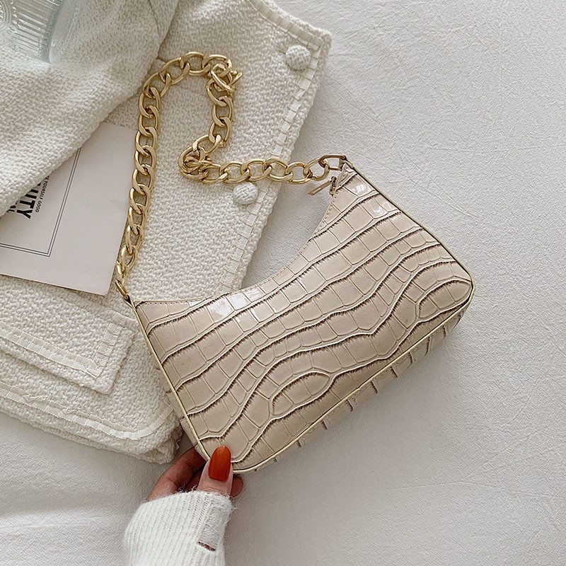Túi đeo vai họa tiết da cá sấu thời trang mùa thu cho nữ 2021