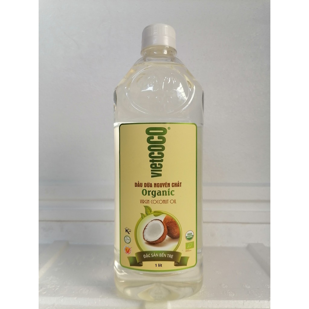 [1 Lít – Organic] Dầu dừa hữu cơ nguyên chất [VN] VIETCOCO Organic Virgin Coconut Oil (halal) (bph-hk5)