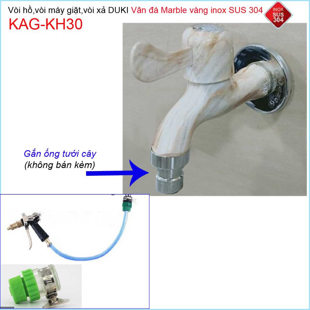 Vòi lạnh gắn tường vân đá marble Duki KAG-KH30, Vòi xả nước cao cấp đá marble