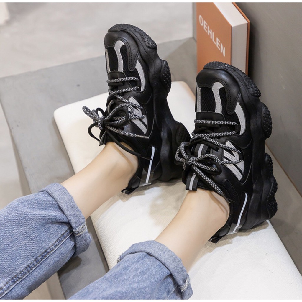 [ Xả kho giảm 50k] Giày nữ đẹp, giày thể thao sneakers,Độn Đế 5cm, tăng chiều cao màu Be,Xanh &amp; Đen, mẫu  hot trend 2021